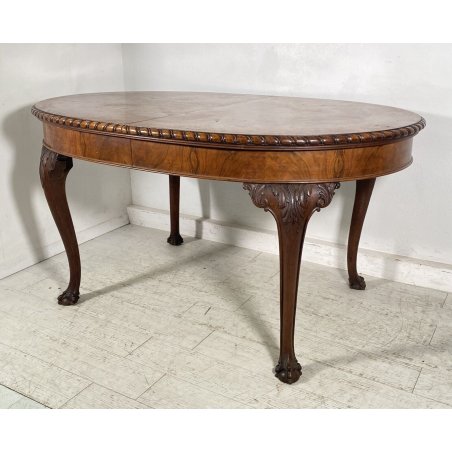 ANTICO TAVOLO PRANZO OVALE LEGNO NOCE 1900 TABLE OLD EPOCA LUIGI FILIPPO SALOTTO