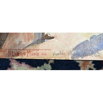 ANTICO QUADRO PAESAGGIO TIZIANO MONTI EPOCA 800 DIPINTO ACQUERELLO FEZ MAROCCO