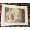 ANTICO QUADRO PAESAGGIO TIZIANO MONTI EPOCA 800 DIPINTO ACQUERELLO FEZ MAROCCO