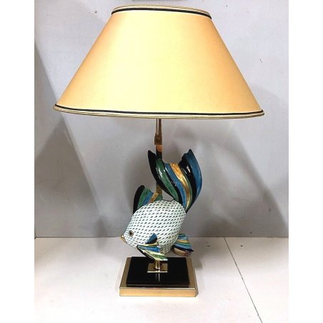 LAMPADA TAVOLO VINTAGE PORCELLANA ARTISTICA Mangani Giulia FIRENZE PESCE OTTONE