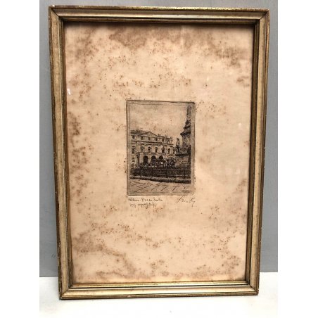ANTICA STAMPA INCISIONE ACQUAFORTE ORIGINALE Milano Piazza Scala FIRMATA 1926 