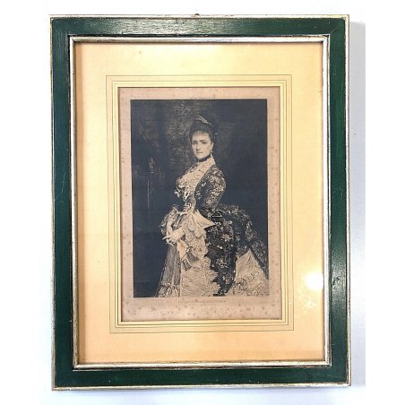 ANTICA STAMPA LITOGRAFIA PORTRAIT de Madame Bischoffsheim RITRATTO ROMANTICISMO 