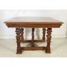 ANTICO TAVOLO QUADRATO ALLUNGABILE 1800 LEGNO NOCE TABLE 3 PROLUNGHE BAROCCO OLD