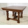 ANTICO TAVOLO QUADRATO ALLUNGABILE 1800 LEGNO NOCE TABLE 3 PROLUNGHE BAROCCO OLD
