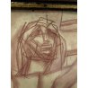  DISEGNO SANGUIGNA Edmondo Poletti CROCEFISSIONE Gesù LADRONI GOLGOTA RELIGIOSO