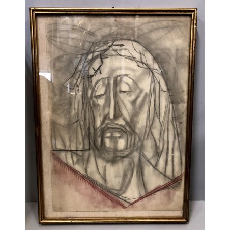  DISEGNO MATITA GRAFITE Edmondo Poletti RITRATTO Gesù Maria Maddalena RELIGIOSO