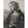 ANTICA STAMPA INCISIONE MADONNA COL BAMBINO PERUGINO De Maurizio Dis. Caporali 