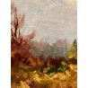 QUADRO DIPINTO OLIO TAVOLA Aleotti Alla sera AUTUNNO PAESAGGIO BRUGHIERA BETULLE