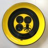 SET 3 Pz PIATTO PARETE CERAMICA SMALTO GIALLO DECORO ASTRATTO NERO 1977/78/81