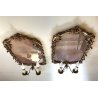 ANTICA COPPIA SPECCHIERA LAMPADA 2 lumi CORNICE DORATA STILE LIBERTY LEGNO '800