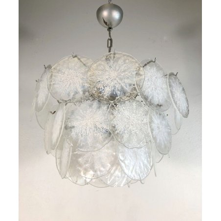 GRANDE LAMPADARIO VINTAGE Vistosi DISC VETRO MURANO CEILING LAMP ø 60 ANNI '70