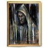 QUADRO GESSETTO CARTA Ferruccio Garopesani RITRATTO UOMO CON CAPPUCCIO DEDICA 57