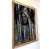 QUADRO GESSETTO CARTA Ferruccio Garopesani RITRATTO UOMO CON CAPPUCCIO DEDICA 57