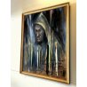 QUADRO GESSETTO CARTA Ferruccio Garopesani RITRATTO UOMO CON CAPPUCCIO DEDICA 57