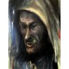 QUADRO GESSETTO CARTA Ferruccio Garopesani RITRATTO UOMO CON CAPPUCCIO DEDICA 57