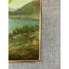 COPPIA QUADRO DIPINTO OLIO TAVOLA Marciandi PAESAGGIO MONTANO VEDUTA PAESE LAGO