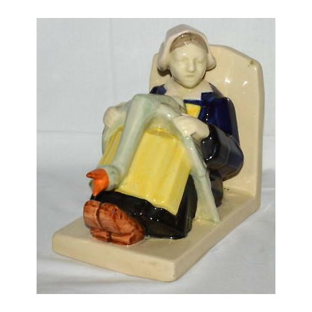 ANTICA SCULTURA CERAMICA MAIOLICA Quimper HB-Henriot DONNA BRETONE FERMALIBRI