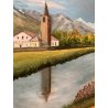 QUADRO DIPINTO OLIO Marciandi PAESAGGIO SOTTOBOSCO VALLE FIUME MONTAGNE '900