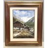 QUADRO DIPINTO OLIO TELA Marianelli Monte Rosa BAITE PAESAGGIO MONTANO NEVE  900