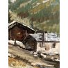 QUADRO DIPINTO OLIO TELA Marianelli Monte Rosa BAITE PAESAGGIO MONTANO NEVE  900