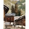 QUADRO DIPINTO OLIO TELA Marianelli Monte Rosa BAITE PAESAGGIO MONTANO NEVE  900