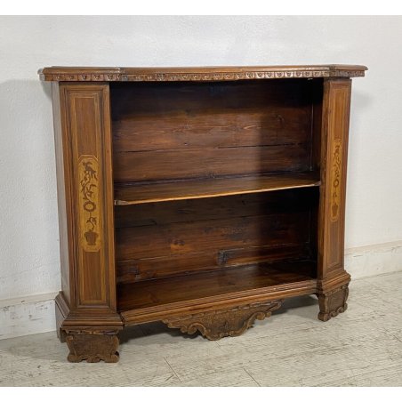ANTICA ETAGERE SCAFFALATURA CREDENZA LIBRERIA LEGNO NOCE 2 RIPIANI PRIMI 1900 
