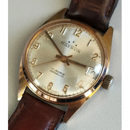OROLOGIO POLSO H Gervin Incabloc MECCANICO cal 1950/51 ANNI 60 vintage PLAQUE OR