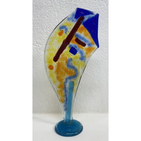 Silvio Vigliaturo SCULTURA VETRO MURANO 1997 DESIGN ASTRATTO VINTAGE 28 CM 