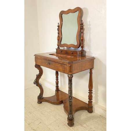 ANTICA TOILETTE LEGNO NOCE PETINEUSE SPECCHIO SCRITTOIO 1800 LUIGI FILIPPO EPOCA