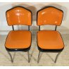 COPPIA SEDIE VINTAGE DESIGN SKY FINTA PELLE ARANCIONE CHAIR ACCIAIO CROMATO 