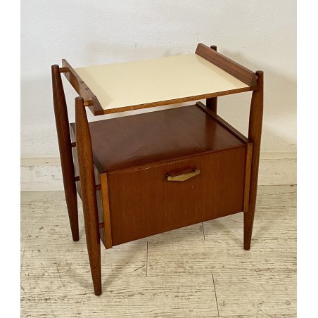 COMODINO VINTAGE ANNI 60/70 DESIGN LENGO 1 ANTA ETAGERE RIPIANO TAVOLINO LETTO 