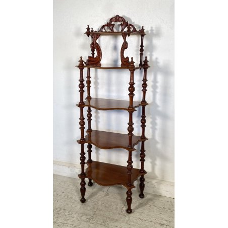ANTICA ETAGERE LEGNO NOCE 1800 COMODINO 5 RIPIANI LUIGI FILIPPO CONSOLLE EPOCA