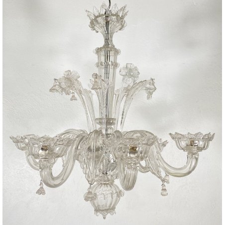 ANTICO LAMPADARIO MURANESE FOGLIE VETRO MURANO ANNI 70 LAMP CRISTALLO EPOCA