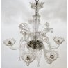 ANTICO LAMPADARIO MURANESE FOGLIE VETRO MURANO ANNI 70 LAMP CRISTALLO EPOCA