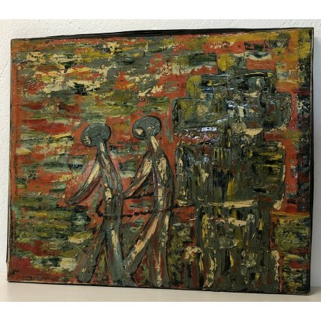 ANTICO QUADRO ASTRATTO CLAUDIO PROCACCINI DIPINTO MILANO ACRILICO SU TELA EPOCA 