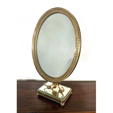 PSICHE SPECCHIO BASCULANTE TAVOLO OTTONE ATTR. Pier Luigi Colli Cristal Art '40