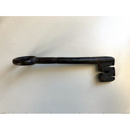 GRANDE CHIAVE ANTICA ferro battuto '800 MAPPA serratura FORZIERE Italy KEY PORTA
