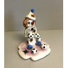 vintage FIGURA CERAMICA ZAMPIVA clown GIOCOLIERE palle calcio DIPINTA MANO ITALY
