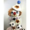 vintage FIGURA CERAMICA ZAMPIVA clown GIOCOLIERE palle calcio DIPINTA MANO ITALY
