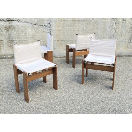 RARISSIMO SET DI 4 SEDIE PRANZO DESIGN AFRA TOBIA SCARPA MOLTENI MOD. MONK 1973 