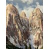 QUADRO DIPINTO OLIO D. Marianelli  Primavera Dolomiti BAITE PAESAGGIO MONTANO 