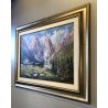 QUADRO DIPINTO OLIO D. Marianelli  Primavera Dolomiti BAITE PAESAGGIO MONTANO 