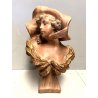 ANTICA SCULTURA STATUA TERRACOTTA BUSTO GIOVANE DONNA CAPPELLO BELLE EPOQUE '900