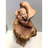 ANTICA SCULTURA STATUA TERRACOTTA BUSTO GIOVANE DONNA CAPPELLO BELLE EPOQUE '900