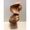 ANTICA SCULTURA STATUA TERRACOTTA BUSTO GIOVANE DONNA CAPPELLO BELLE EPOQUE '900