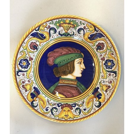 PIATTO PARATA CERAMICA MAIOLICA DERUTA DIPINTO DECORO RAFFAELLESCO MASCHIO 
