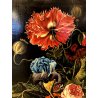 ANTICO DIPINTO OLIO NATURA MORTA BOUQUET FIORI VASO PEONIE IRIS PAPAVERI  '900