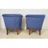 COPPIA POLTRONA META' 1900 LEGNO INTARSIATO ARMCHAIR POLTRONE VINTAGE STOFFA BLU