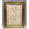 QUADRO DISEGNO MATITA Natale Addamiano RITRATTO NUDO DONNA di SCHIENA SPECCHIO  