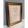 QUADRO DISEGNO MATITA Natale Addamiano RITRATTO NUDO DONNA di SCHIENA SPECCHIO  
